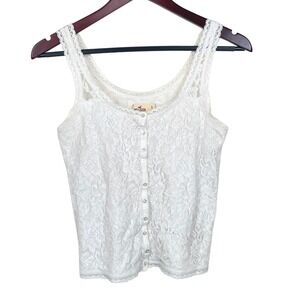 Hollister Camisole Tank Womens Sz S Lace Coquette Soft Clean Fairy Dainty White